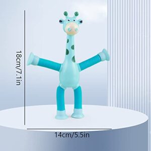 4 Pcs Telescopic Suction Cup Giraffe Toy, Shape-Changing Giraffe Telescopic Tube Cartoon Puzzle Suction Cup Sensory Toys, Novel Stretch and Decompress Educational Giraffe Toys (4 PCS, With light)