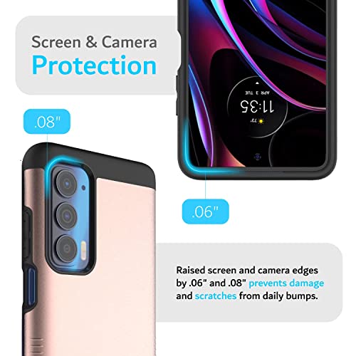 TUDIA DualShield Designed for Motorola Edge 5G UW Case/Moto Edge 2021 Case, [Merge] Shockproof Military Grade Slim Heavy Duty Tough Dual Layer Protection for Moto Edge 5G UW Case - Rose Gold