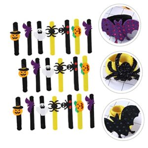 Mikikit 100 pcs Animal Spider Random or Band Treat Toys Bracelet Wristbands Slap D Pattern Favors Party Halloween Ghost Assorted Fillers Decorative for Bag Kids Bands Props Pumpkin Style