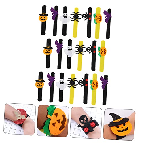 Mikikit 100 pcs Animal Spider Random or Band Treat Toys Bracelet Wristbands Slap D Pattern Favors Party Halloween Ghost Assorted Fillers Decorative for Bag Kids Bands Props Pumpkin Style