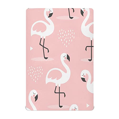 Fitted Crib Sheet for Boys Girls, Pink Flamingos Jersey Knit Baby Sheet for Standard Crib and Toddler Bed Mattresses, Cozy Soft Breathable, 28 x 52 in