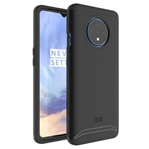 tudia dualshield designed for oneplus 7t case (2019), [merge] shockproof military grade heavy duty dual layer slim protective phone case - matte black