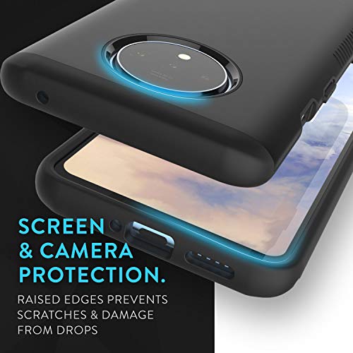 TUDIA DualShield Designed for OnePlus 7T Case (2019), [Merge] Shockproof Military Grade Heavy Duty Dual Layer Slim Protective Phone Case - Matte Black