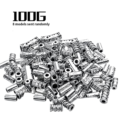 100g (About 80-150pcs) Assorted Column Spacer Beads Tibetan Silver Tube Beads for Bracelet Necklace Jewelry Making Crafts DIY,7 Styles,4-16mm