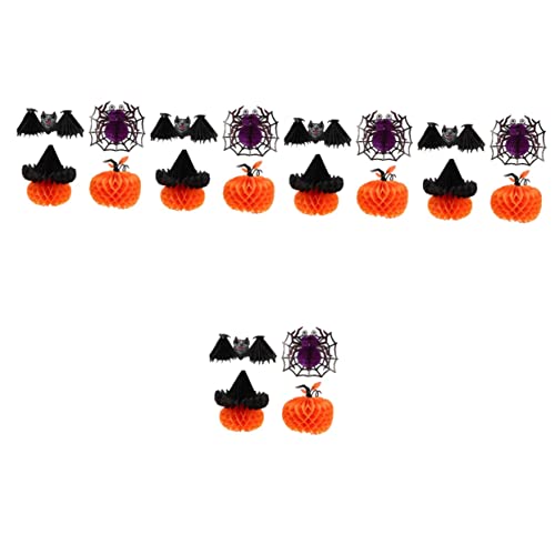 MUSISALY 20 pcs Supplies Booth Themed Topper Novel Honeycomb Bat Center Hanging Party Decorations Spider Hat Tables Props for Ornament Pendant Ball Poms Holiday Paper Kids Pumpkin Craft