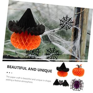 MUSISALY 20 pcs Supplies Booth Themed Topper Novel Honeycomb Bat Center Hanging Party Decorations Spider Hat Tables Props for Ornament Pendant Ball Poms Holiday Paper Kids Pumpkin Craft