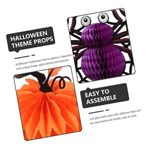 MUSISALY 20 pcs Supplies Booth Themed Topper Novel Honeycomb Bat Center Hanging Party Decorations Spider Hat Tables Props for Ornament Pendant Ball Poms Holiday Paper Kids Pumpkin Craft