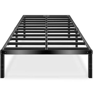 haageep black queen bed frame metal no box spring needed 14 inch platform heavy duty beds frames with storage, bq