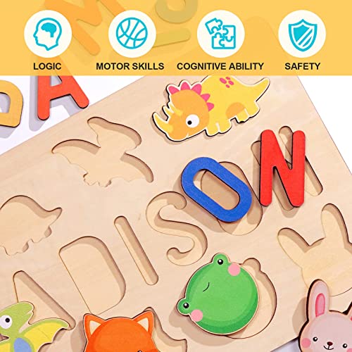 Name Puzzle for Kids Personalized, Custom Wooden Name Puzzle for Toddlers, Educational Baby Name Puzzle Toys, Personalized Name Puzzles for Baby Boy Girl, Customized Puzzles for First Birthday Gifts