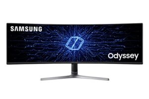 samsung odyssey crg series 49-inch dual qhd (5120x1440) gaming monitor, 120hz, curved, qled, hdr, height adjustable stand, radeon freesync (lc49rg90ssnxza)