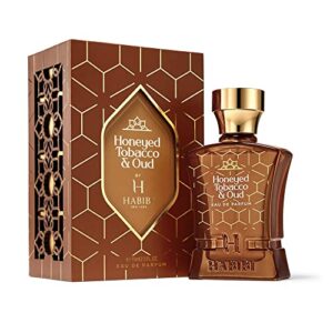 h habibi honeyed tobacco & oud- eau de parfum for men long-lasting oud cologne. woody, smokey, sweet and unique. made with rare exotic notes