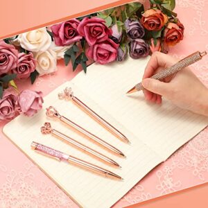 Estune 12 Pcs Diamond Pens Metal Liquid Sand Glitter Ballpoint Pen Set Girly Crystal Pen Women Ballpoint Pens Black Ink Ball Point Pen Gifts for Office School Wedding Party Desk Supplies (Rose Gold)