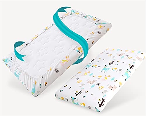 Liveinu Crib Mattress Cover Stretchy Fitted Sheet Portable Mini Crib Sheets,Convertible Playard Mattress Cover Toddler Crib Mattress Protector for Girls Boys 70x39x2 inches Cars