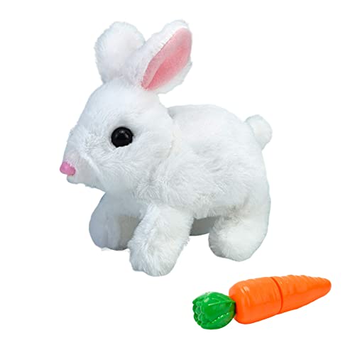 GANGJI Bunny Toys Educational Interactive Toys Bunnies Can Walk and Talk, Easter Plush Stuffed Bunny Toy, Electric Bunny Educational Interactive Toys for Kids (White)