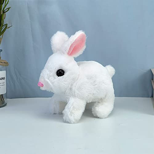 GANGJI Bunny Toys Educational Interactive Toys Bunnies Can Walk and Talk, Easter Plush Stuffed Bunny Toy, Electric Bunny Educational Interactive Toys for Kids (White)