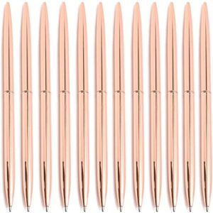 juvale 12 pack ballpoint rose gold pens for women and men, business students, teachers, bulk set for office supplies, new employee welcome gifts, guestbook (6.4 inches)