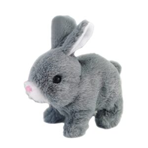 plush baby rabbit stuffed animal toys with carrots electric rabbit toys educational toys that can walk and talk easter gifts for children cute rabbit with carrots dancing (grey1)