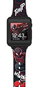 Accutime Kids Marvel Spider-Man Miles Morales Black Educational Touchscreen Smart Watch Toy for Boys, Girls, Toddlers - Selfie Cam, Learning Games, Alarm, Pedometer & More (Model: SPD4664AZ)