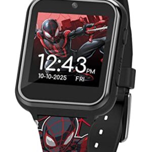 Accutime Kids Marvel Spider-Man Miles Morales Black Educational Touchscreen Smart Watch Toy for Boys, Girls, Toddlers - Selfie Cam, Learning Games, Alarm, Pedometer & More (Model: SPD4664AZ)
