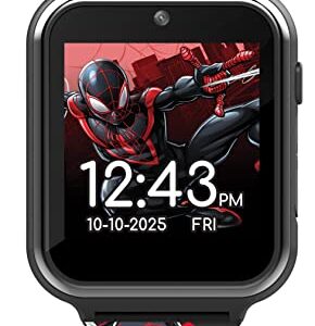 Accutime Kids Marvel Spider-Man Miles Morales Black Educational Touchscreen Smart Watch Toy for Boys, Girls, Toddlers - Selfie Cam, Learning Games, Alarm, Pedometer & More (Model: SPD4664AZ)