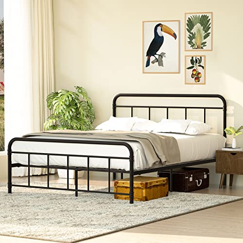 WILSLAT Metal Full Size Bed Frame with Headboard and Footboard, Black Full Size Bed Frame, Heavy Duty Steel Slat Support, Noise Free, No Box Spring Needed, Easy Assembly