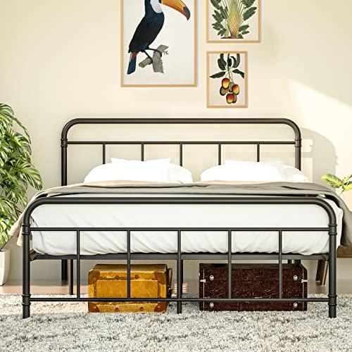 WILSLAT Metal Full Size Bed Frame with Headboard and Footboard, Black Full Size Bed Frame, Heavy Duty Steel Slat Support, Noise Free, No Box Spring Needed, Easy Assembly