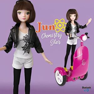 Smartgurlz Jun Doll and Siggy Robot Scooter with Rechargeable USB Battery Unit Coding Toy for Girls, Kids Educational Programmable STEM Learning Programming Robots Doll Toys