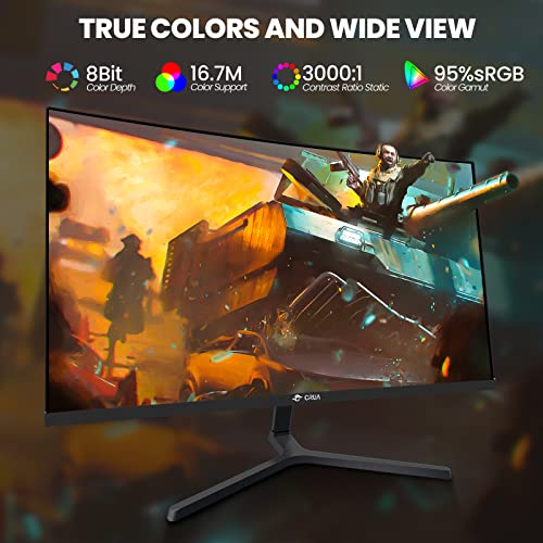 CRUA 24 inch 144hz/165hz Curved Gaming Monitor, FHD 1080P Frameless Computer Monitor, Support AMD freesync Low Motion Blur, Eye Care, VESA, DisplayPort, HDMI, Black