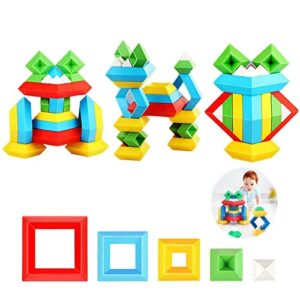 2023 Pyramids Stacking Blocks, Montessori Toys, Creative Building Pyramids Stacking Blocks Educational Toys, Building Blocks Stacking Educational Toys STEM Sensory Toys Gifts for Kids Age 1-5 (60PCS)