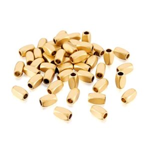 craftdady 50pcs 18k matte gold tube cuboid spacer beads textured solid brass tiny loose beads 6x3mm for bracelet necklace jewelry making hole: 1.8mm
