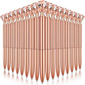 yahenda 50 pcs diamond pens diamond ballpoint pen black ink bling pens crystal metal bridal shower pens bling pen with diamond on top for women bridesmaid wedding office school (rose gold)