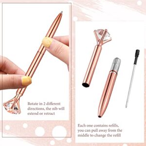 Yahenda 50 Pcs Diamond Pens Diamond Ballpoint Pen Black Ink Bling Pens Crystal Metal Bridal Shower Pens Bling Pen with Diamond on Top for Women Bridesmaid Wedding Office School (Rose Gold)