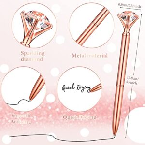 Yahenda 50 Pcs Diamond Pens Diamond Ballpoint Pen Black Ink Bling Pens Crystal Metal Bridal Shower Pens Bling Pen with Diamond on Top for Women Bridesmaid Wedding Office School (Rose Gold)