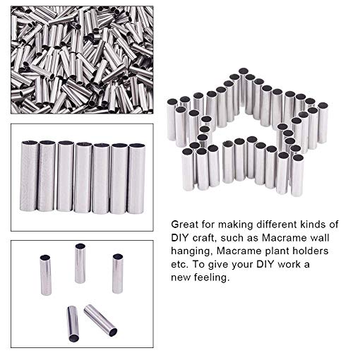 PH PandaHall 500pcs 10mm Stainless Steel Tube Beads Straight Spacer Beads Smooth Tube Loose Beads Connector Findings for Bracelets Necklaces Crafts Jewelry Making, 2mm Hole