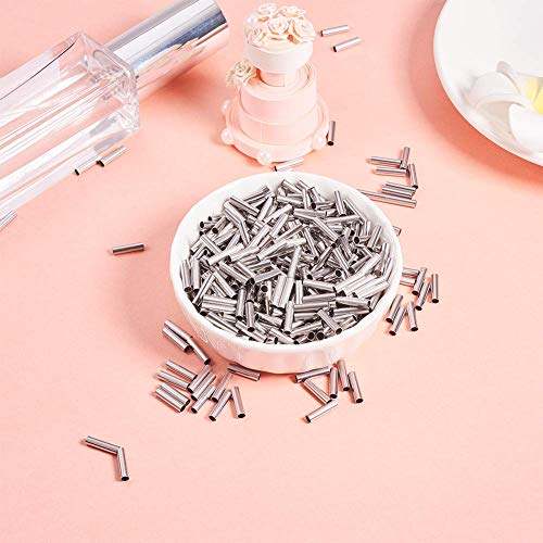 PH PandaHall 500pcs 10mm Stainless Steel Tube Beads Straight Spacer Beads Smooth Tube Loose Beads Connector Findings for Bracelets Necklaces Crafts Jewelry Making, 2mm Hole