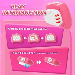 Quick Push Light Up Pop Game Fidget Toys for Adults and Kids | Puzzle Game Machine | Squeeze Poppet Sensory Push Pop Bubble Toy | Relief Party Favors Puzzle Game Fidget Console (Pink)