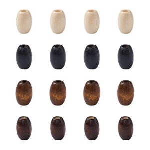 Craftdady 800Pcs Natural Oval Barrel Wood Loose Beads 4 Colors Tiny Smooth Wooden Tube Spacer Beads 12x8mm for Jewelry Craft Necklace Bracelet Earring Making