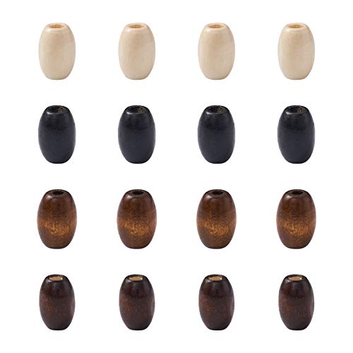 Craftdady 800Pcs Natural Oval Barrel Wood Loose Beads 4 Colors Tiny Smooth Wooden Tube Spacer Beads 12x8mm for Jewelry Craft Necklace Bracelet Earring Making