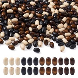 craftdady 800pcs natural oval barrel wood loose beads 4 colors tiny smooth wooden tube spacer beads 12x8mm for jewelry craft necklace bracelet earring making