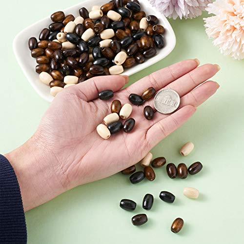 Craftdady 800Pcs Natural Oval Barrel Wood Loose Beads 4 Colors Tiny Smooth Wooden Tube Spacer Beads 12x8mm for Jewelry Craft Necklace Bracelet Earring Making