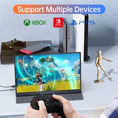 ForHelp 15.6inch Portable Monitor,1080P USB-C HDMI Second External Monitor for Laptop,PC,Mac Phone,PS,Xbox,Swich,IPS Ultra-Thin Zero Frame Gaming Monitor/Premium Smart Cover