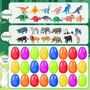 Ochido Prefilled Easter Egg Toy- 24 Easter Eggs with Animal+Dinosaur,Boy Easter Basket Stuffers for Kids,Easter Egg Hunt Game,Fillers Easter Egg for Toys Inside Bulk,Easter Gifts for Kids,Easter Party Favors