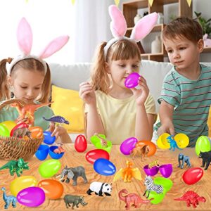 Ochido Prefilled Easter Egg Toy- 24 Easter Eggs with Animal+Dinosaur,Boy Easter Basket Stuffers for Kids,Easter Egg Hunt Game,Fillers Easter Egg for Toys Inside Bulk,Easter Gifts for Kids,Easter Party Favors