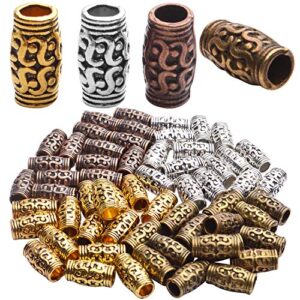 tube spacer beads, 60pcs tibetan column spacer beads antique alloy tube loose beads jewelry spacers for bracelet necklace jewelry making, 4 colors, 12x6mm