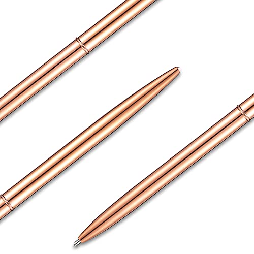 30 Pcs Slim Ballpoint Pens Black Ink Wedding Pens Metal Pens Set for Wedding Guest Book Office Supplies Students Teachers Praise Grad Gifts (Rose Gold)