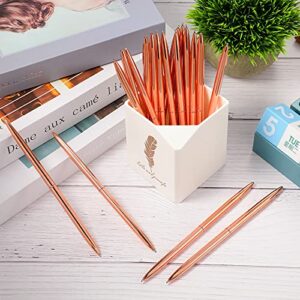 30 Pcs Slim Ballpoint Pens Black Ink Wedding Pens Metal Pens Set for Wedding Guest Book Office Supplies Students Teachers Praise Grad Gifts (Rose Gold)