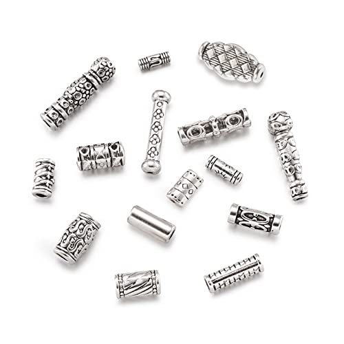 Pandahall 150Pcs Tibetan Style Alloy Spacer Beads Antique Silver Metal Column Tube Loose Beads Charms for Bracelet Necklace Jewelry Making