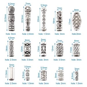 Pandahall 150Pcs Tibetan Style Alloy Spacer Beads Antique Silver Metal Column Tube Loose Beads Charms for Bracelet Necklace Jewelry Making