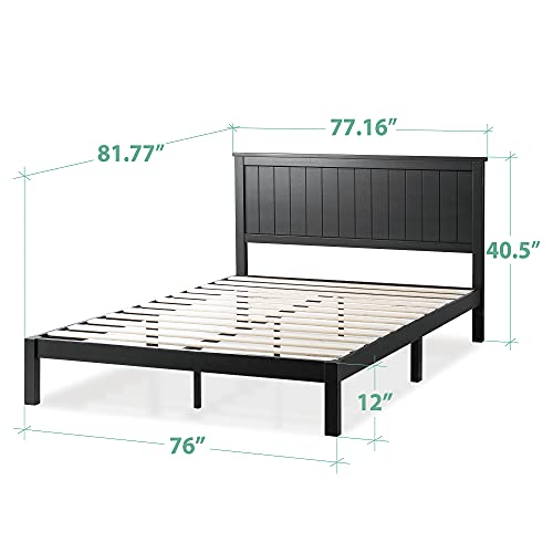 ZINUS Santiago Wood Platform Bed Frame / Wood Slat Support / No Box Spring Needed / Easy Assembly, King,Black