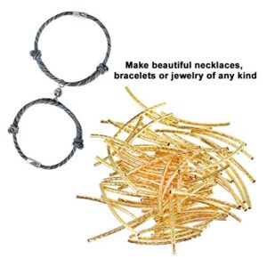 200pcs Long Curved Noodle Tube 35mm Gold Twist Spacer Beads Copper Curved Beads DIY Jewelry Making Accessories Tube Beads for Necklace Bracelet